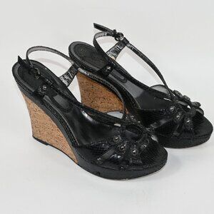 Charles David women's Black Studded Wedge Sandal Size 8
